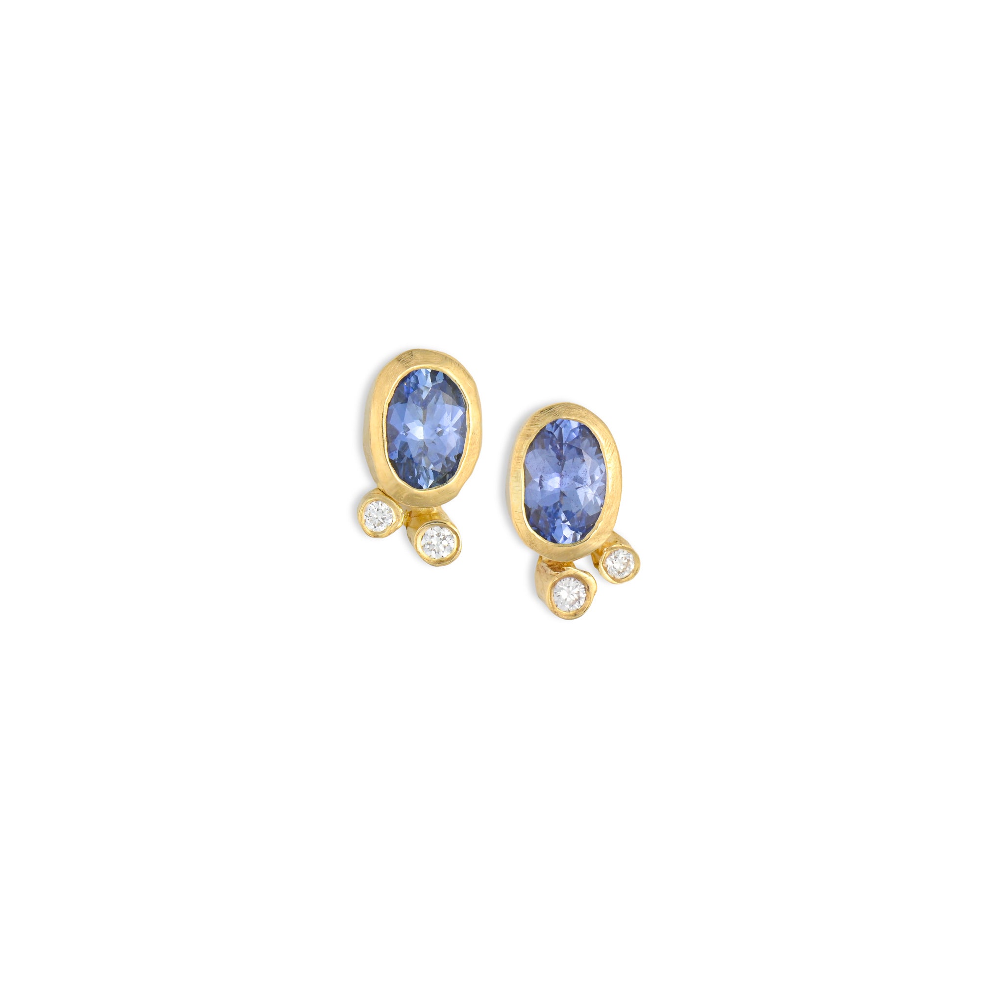 Ceylon Sapphire and Diamond Cluster Stud Earrings
