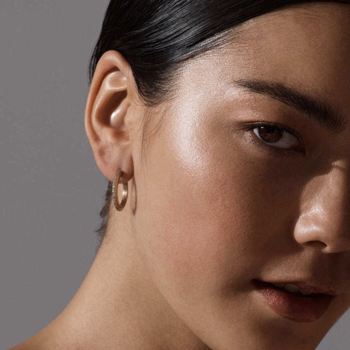 Profile Diamond Hoop Earrings