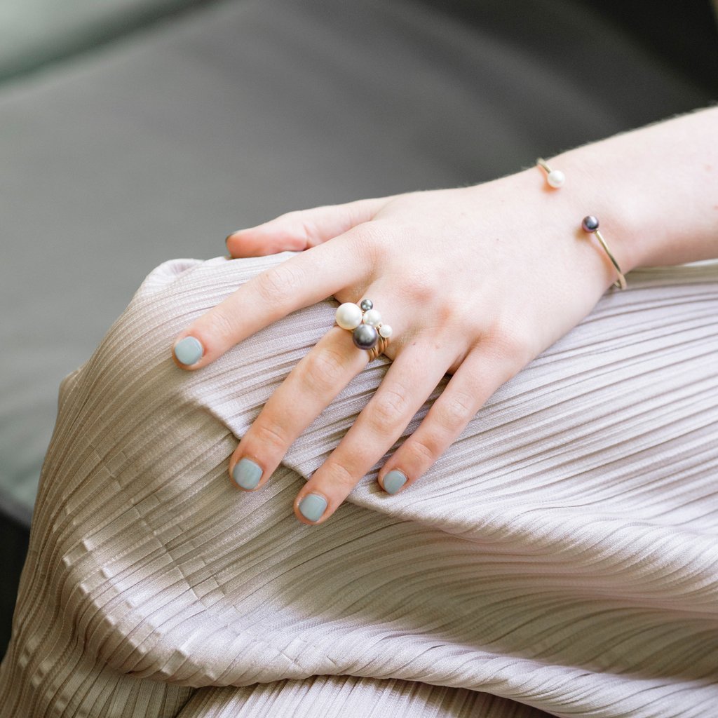 Black Pearl Stacking Rings