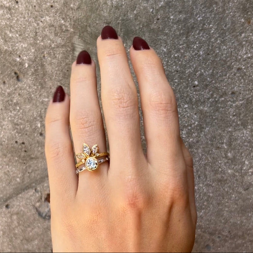 Old Cut Diamond Solitaire with Small diamonds