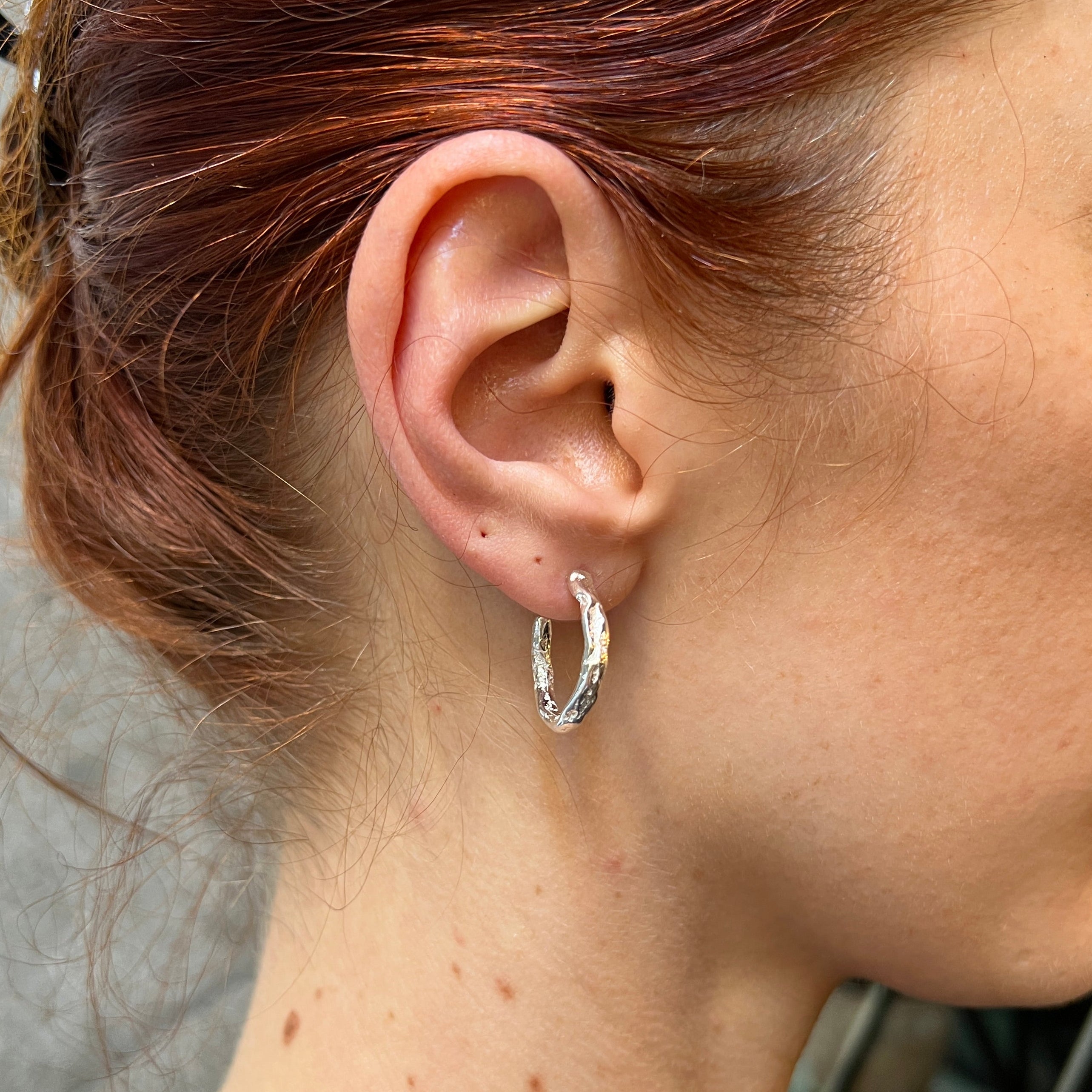 Small Stoned Hoops Earrings