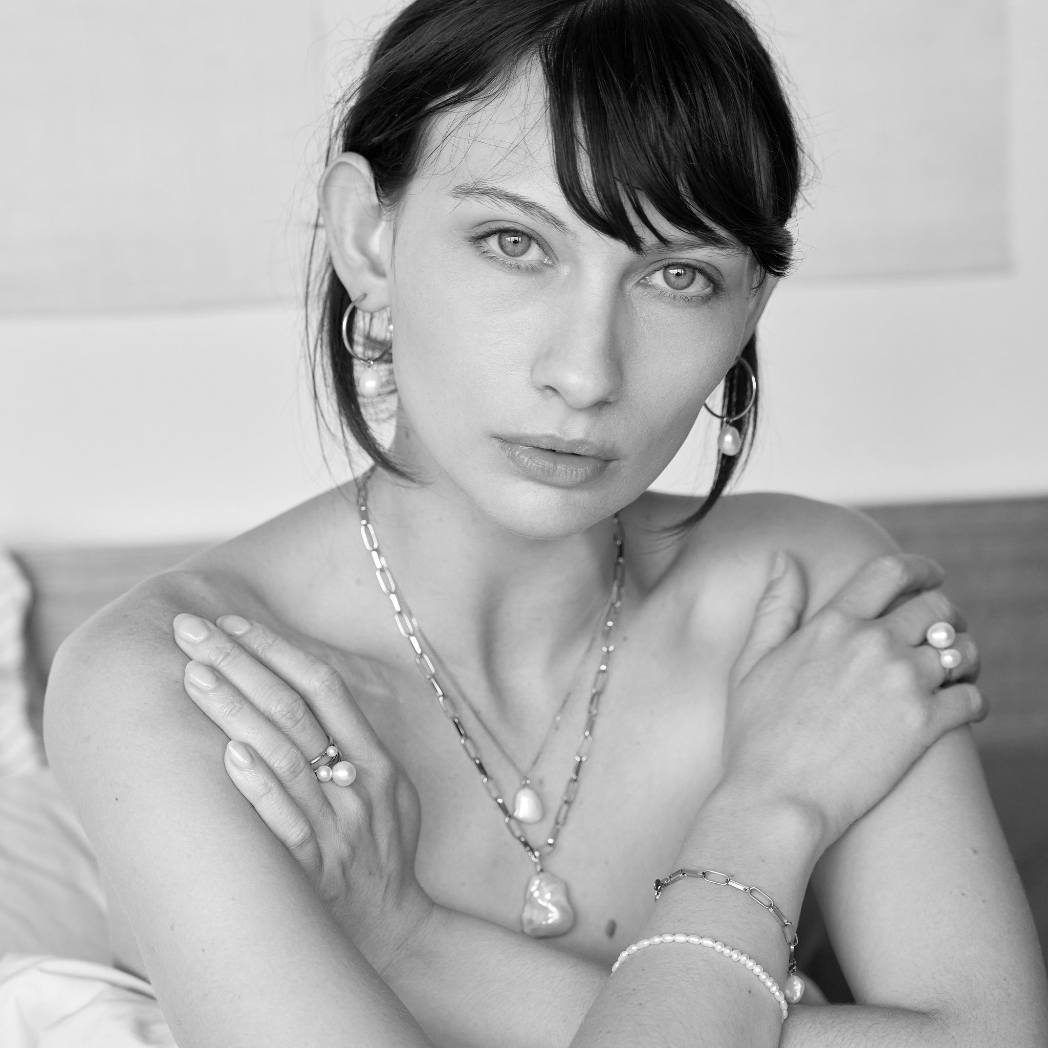 Silver Teardrop Baroque Pearl Necklace