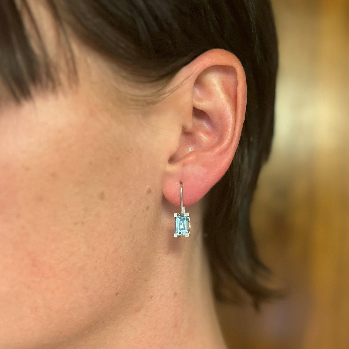 Silver Topaz Curve Claw Earrings