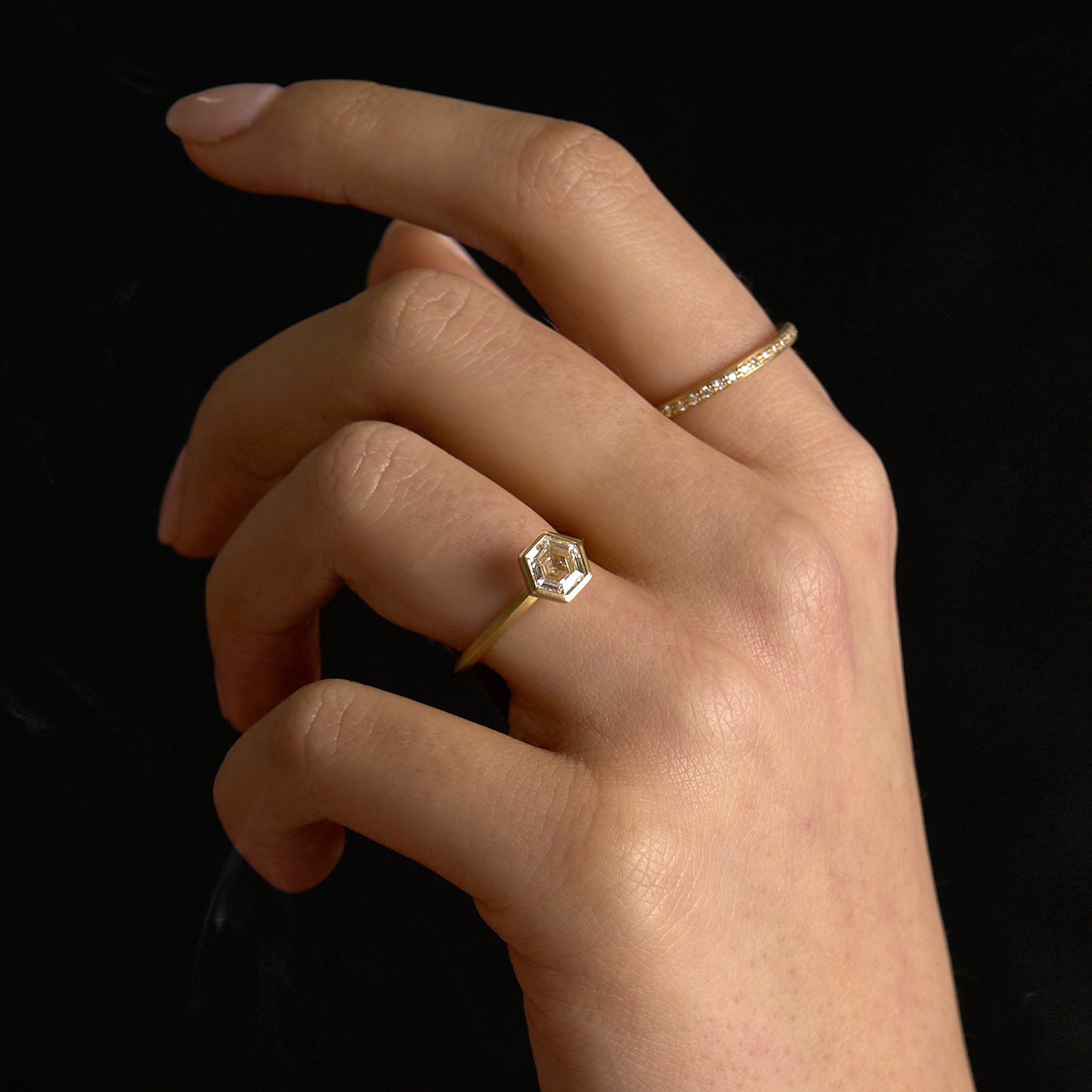 Yellow Gold and White Diamonds Little Steps Ring