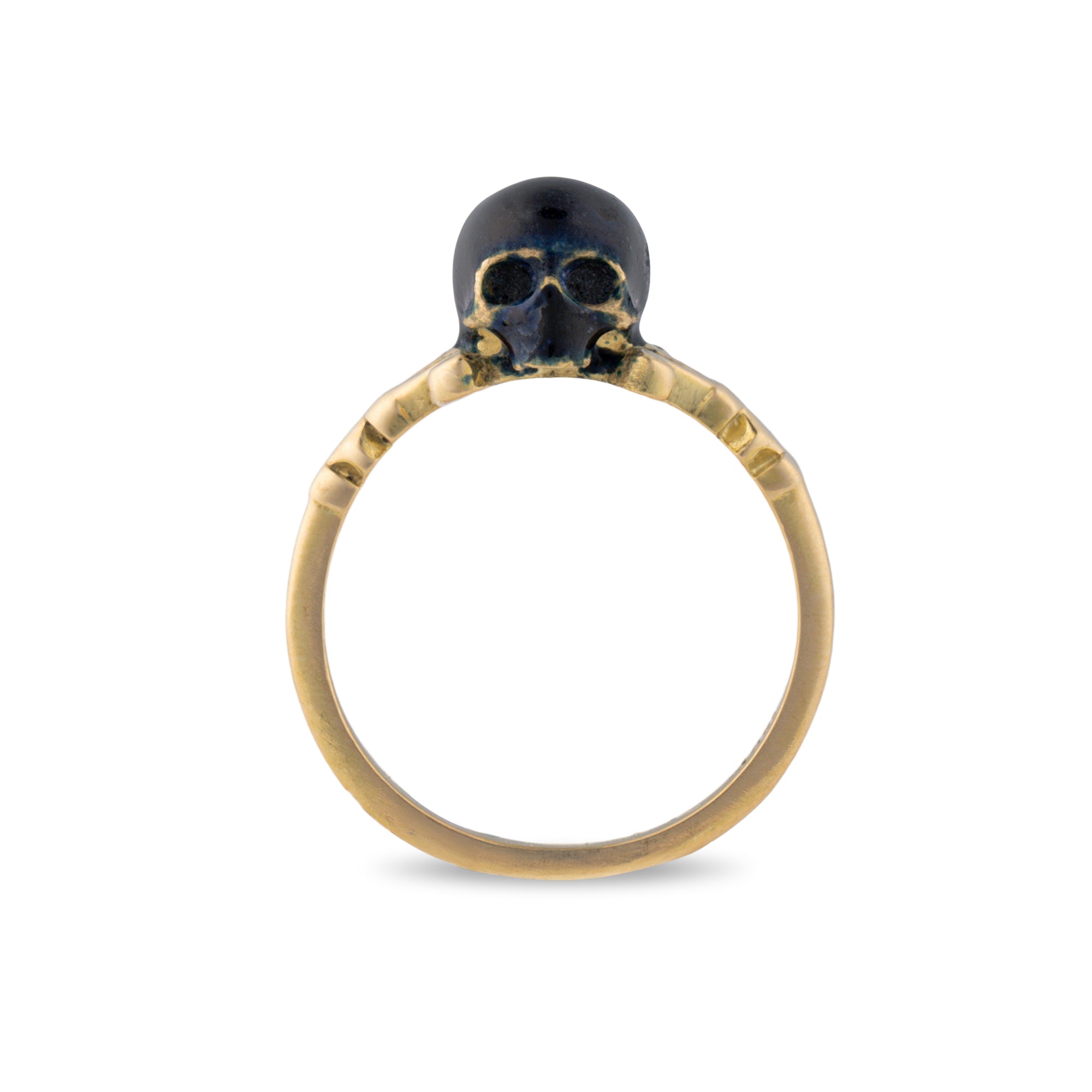 Catacomb Black Enamel Skull Ring