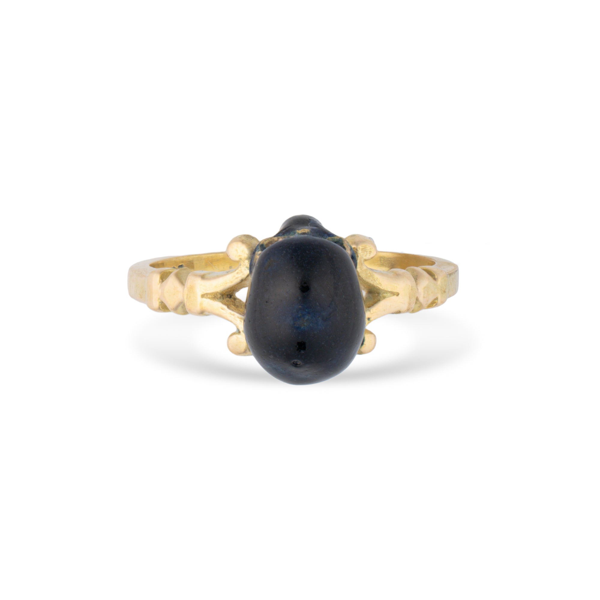 Catacomb Black Enamel Skull Ring