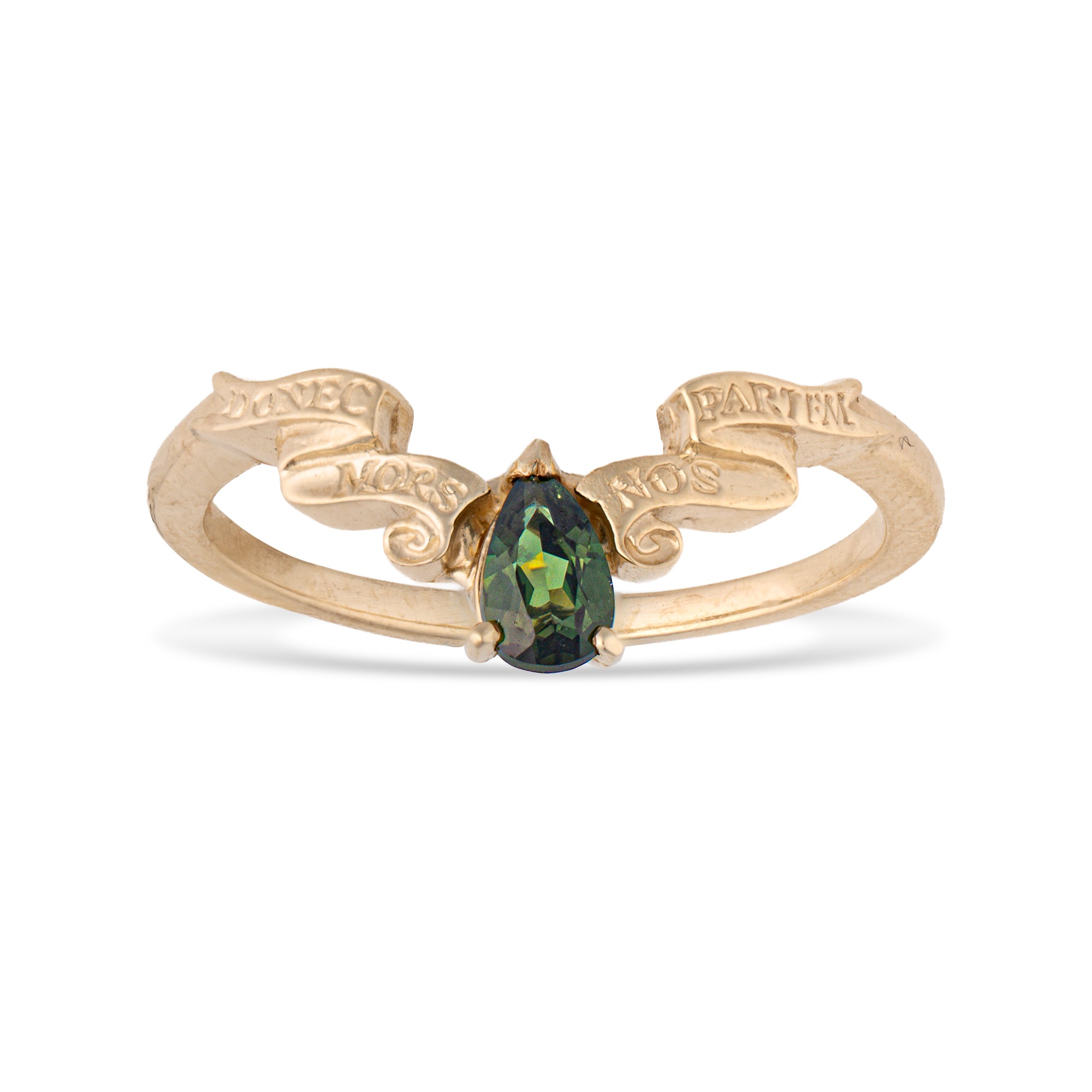 Dark Green Sapphire Ribbon Ring