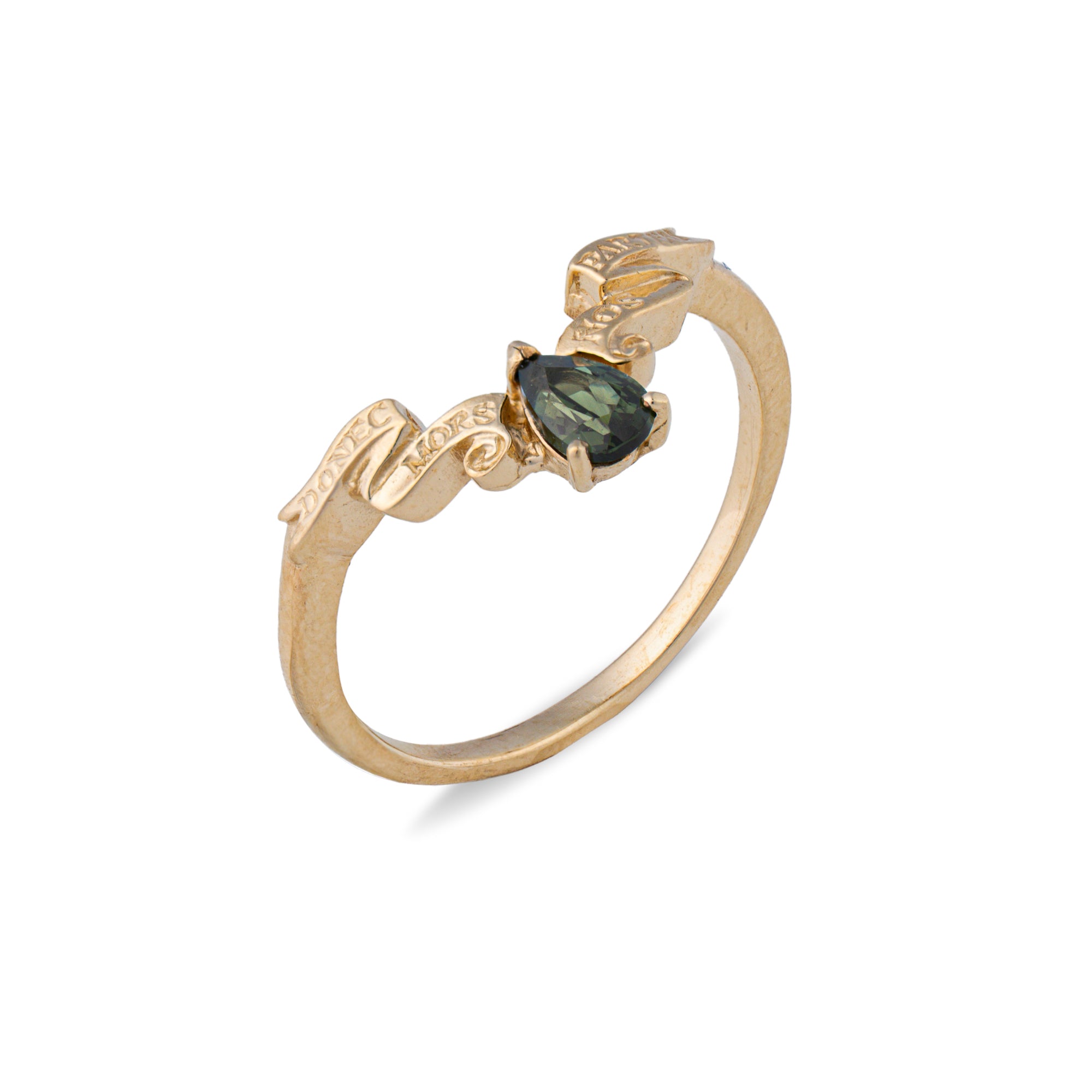 Dark Green Sapphire Ribbon Ring