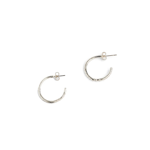 Small Silver Pattern Hoop Earrings by Zoe Grigoris