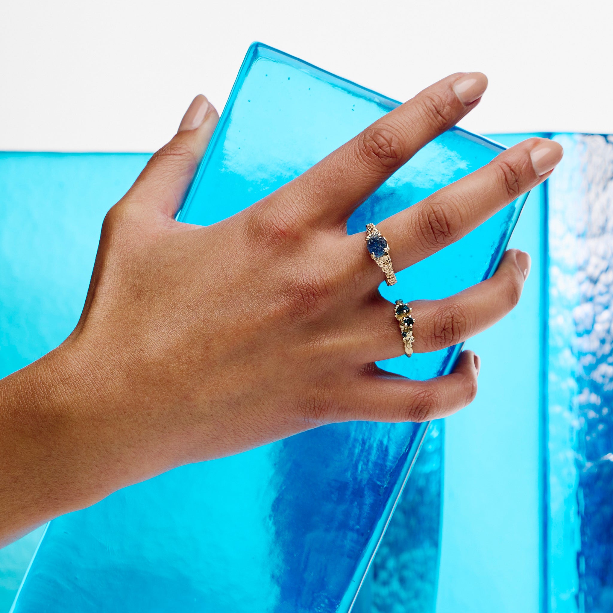 Graceful Inner Islands Uncut Sapphire Ring