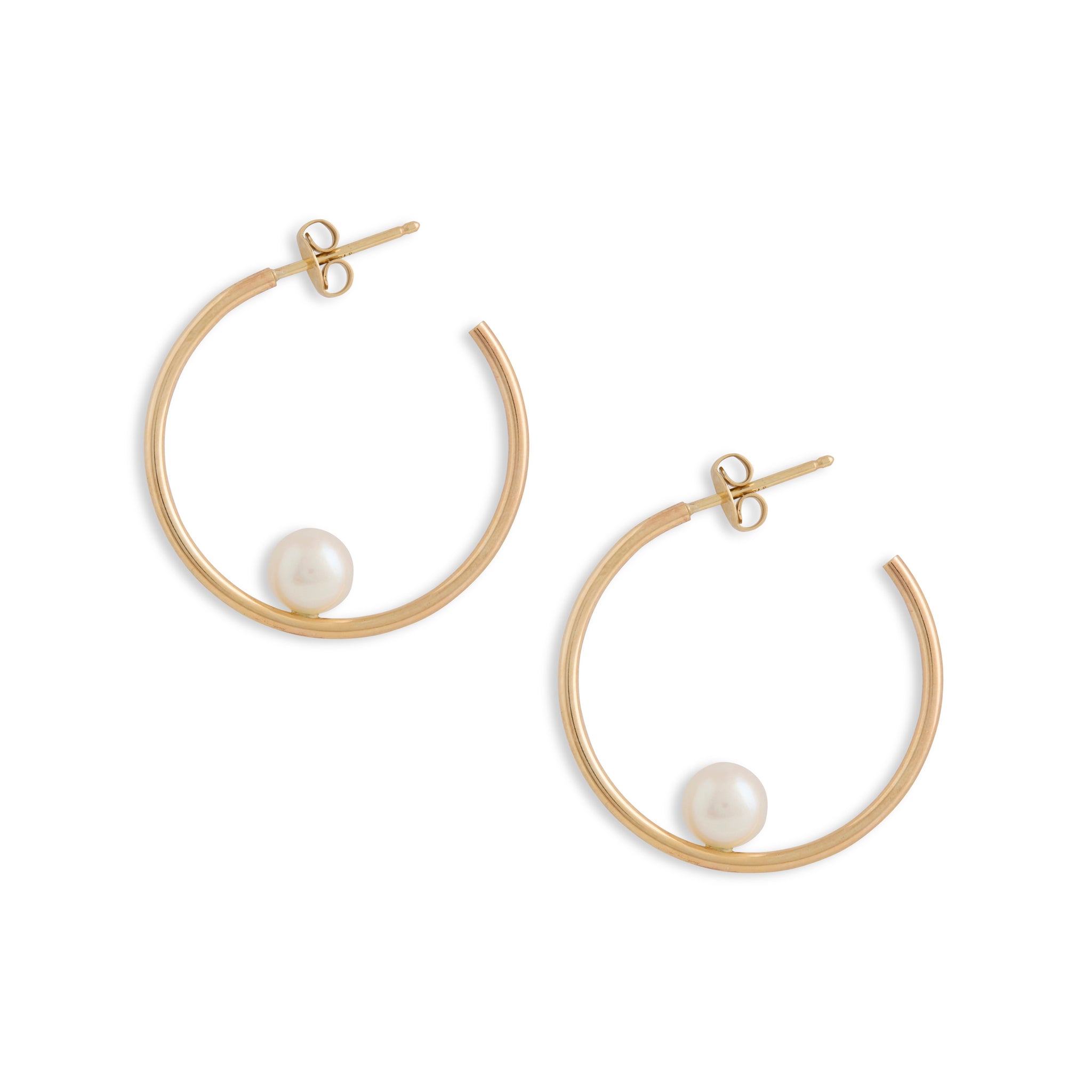 Pearl Introvert One Pearl Gold Hoops Earrings
