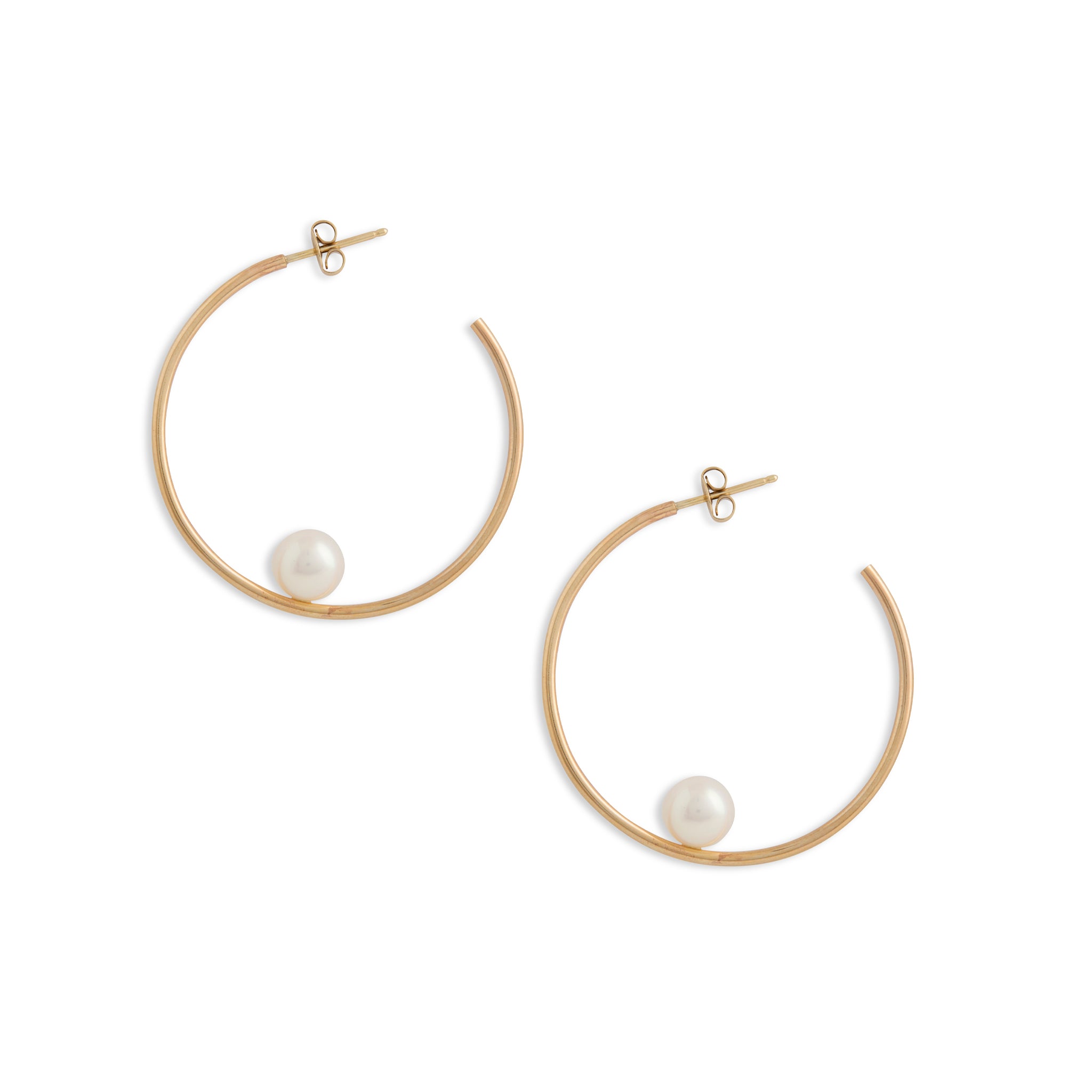 Pearl Introvert One Pearl Gold Hoops Earrings