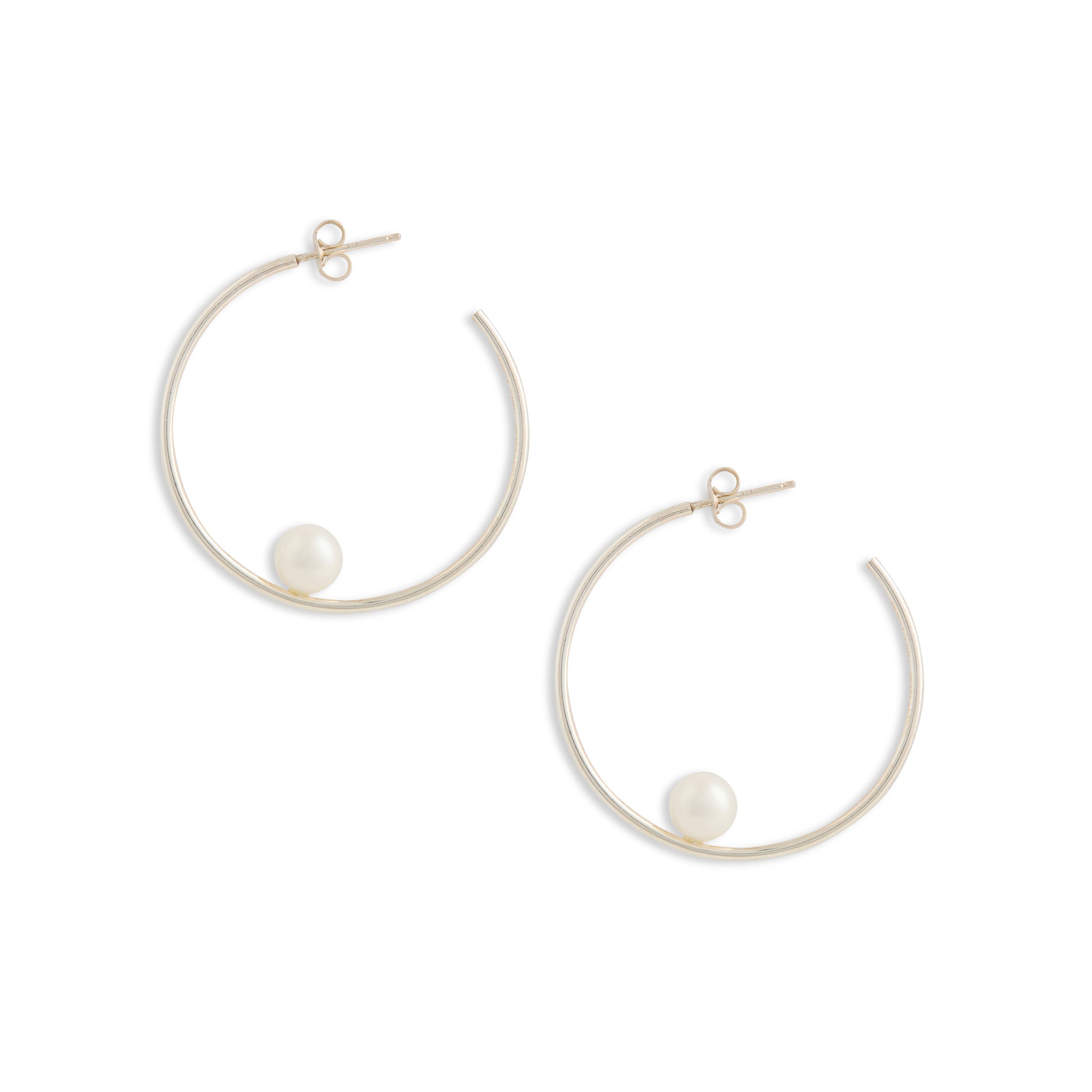 Pearl Introvert One Pearl SIlver Hoops Earrings