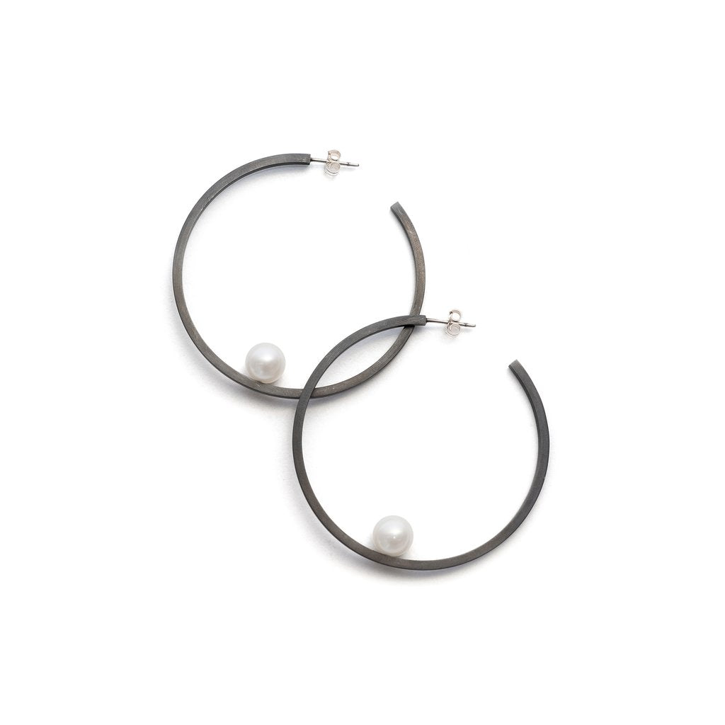 Large Pearl Hoop Earrings
