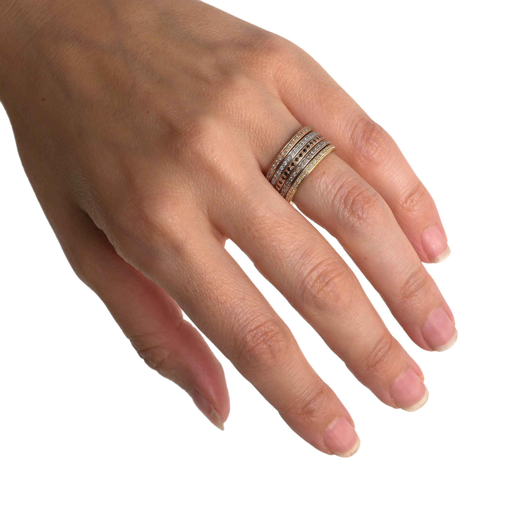 Yellow Gold and White Diamonds Little Steps Ring