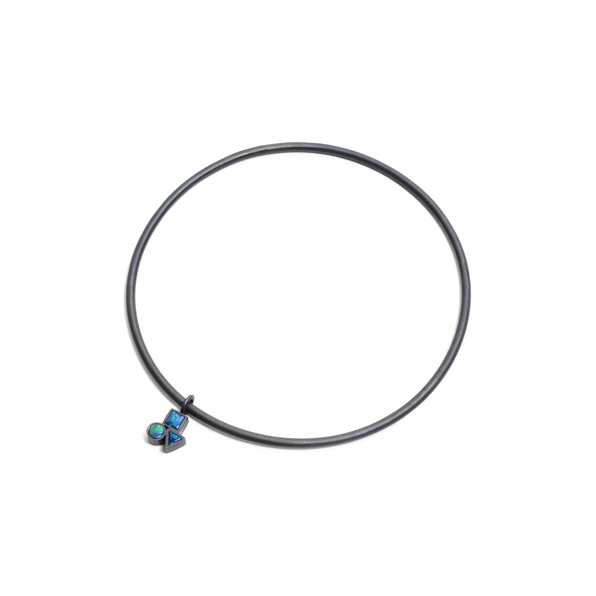 Oxidised Opal Cluster Charm Bangle