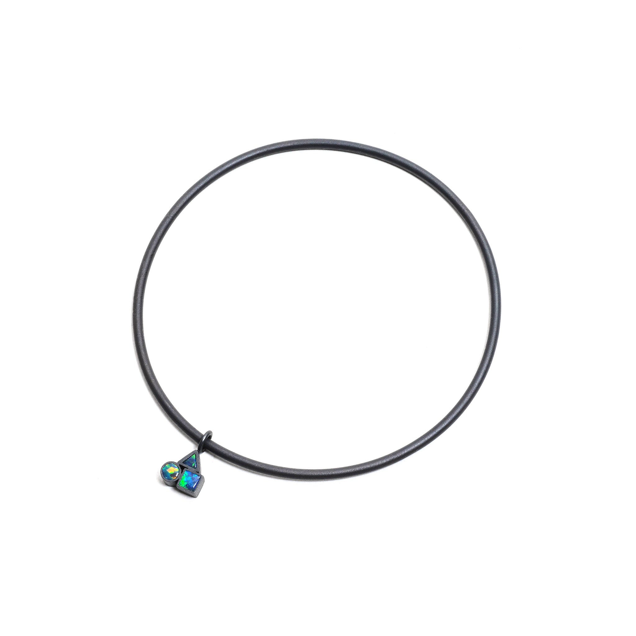 Oxidised Opal Cluster Charm Bangle