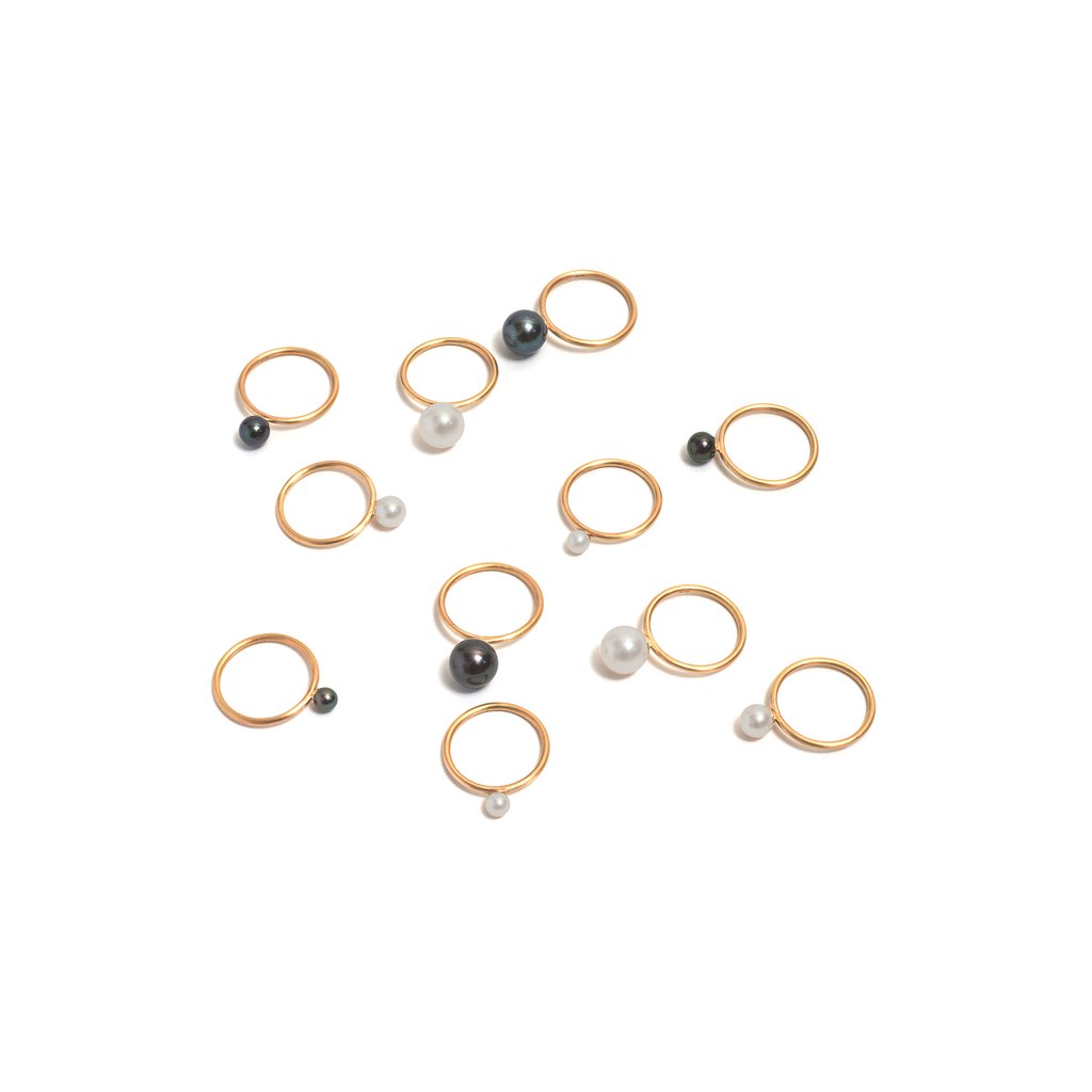 Black Pearl Stacking Rings