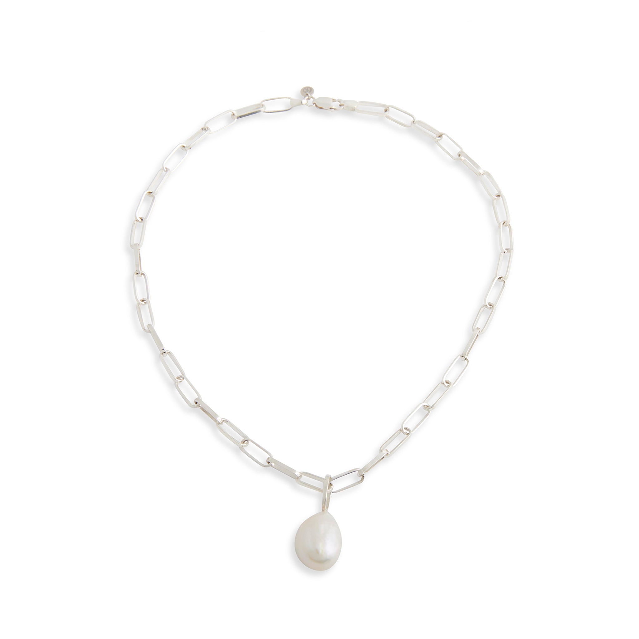 Silver Baroque Pearl Drop Necklace