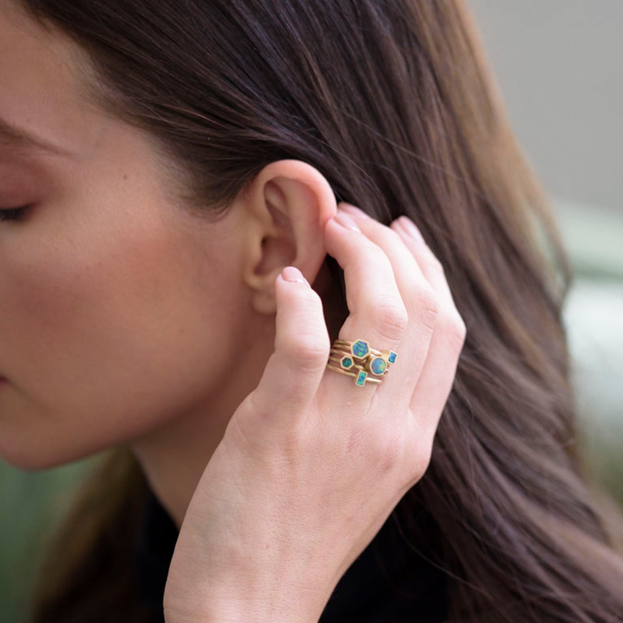 Golden Opal Element Stacking Ring