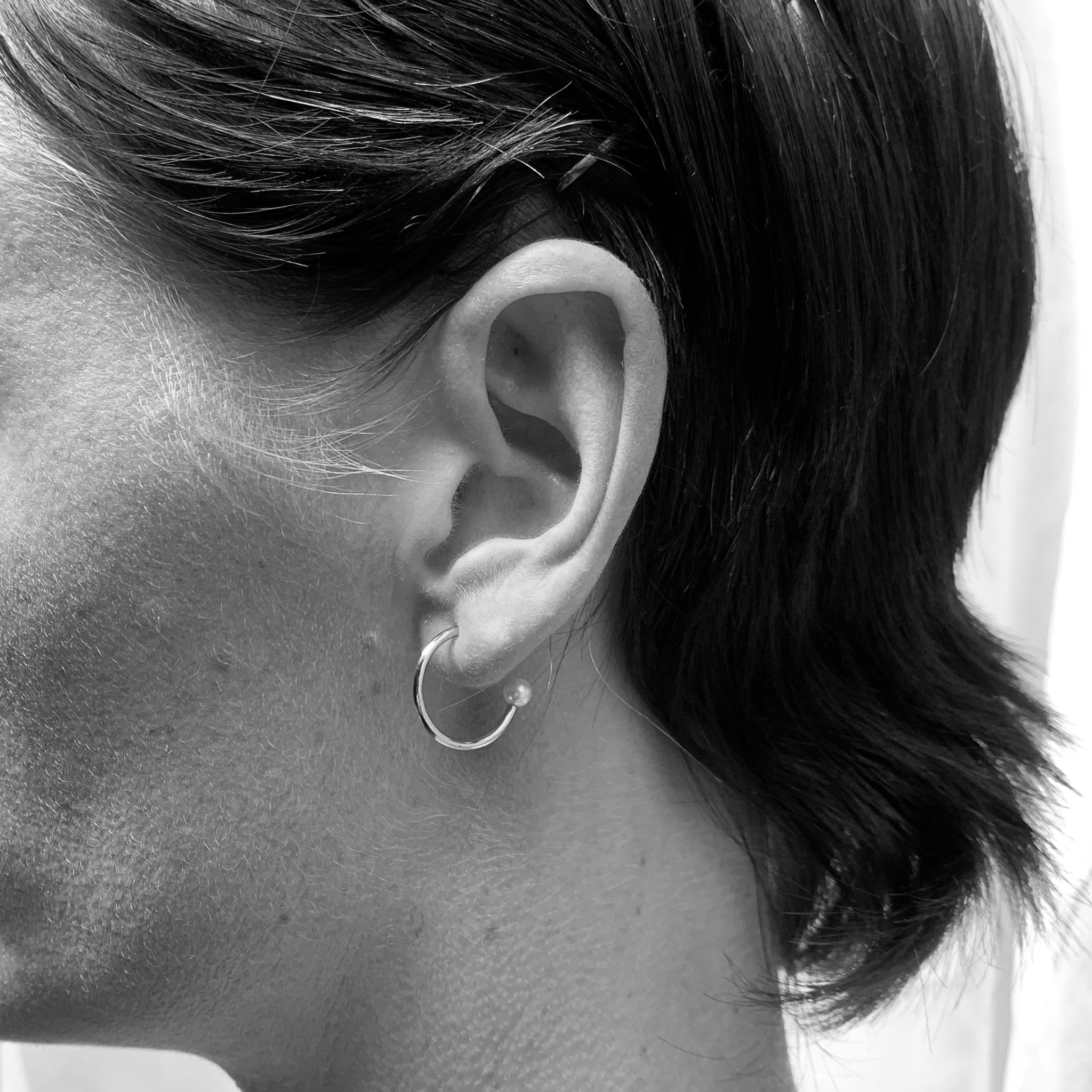 Small Silver Charming Hoop + Charm Earrings