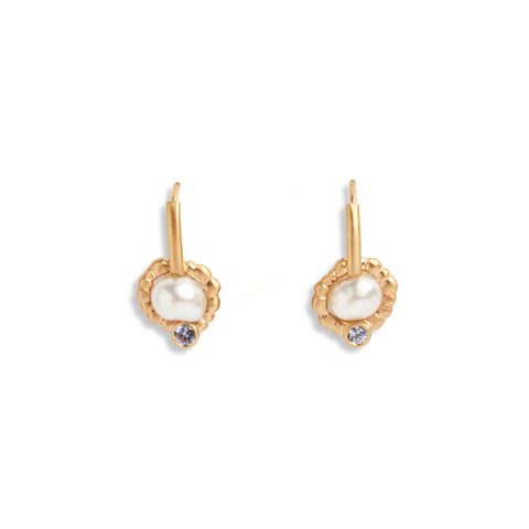 Undercurrent Keshi Pearl and Sapphire Earrings by Julia Storey