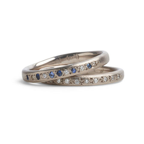 White Gold & Champagne Diamonds String of Stones Ring