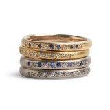 White Gold & Champagne Diamonds String of Stones Ring