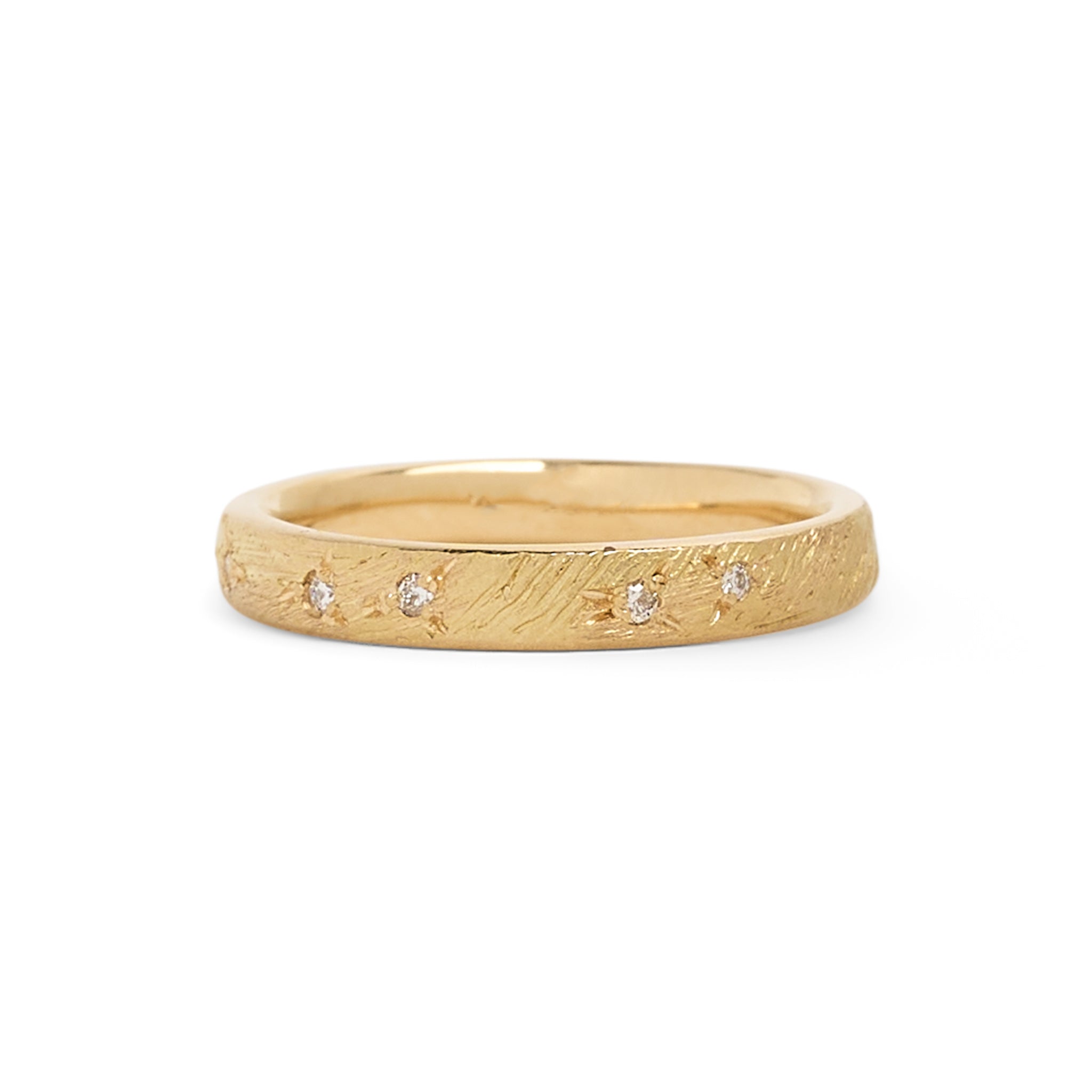 Etched 3 with Diamonds Wedding Ring