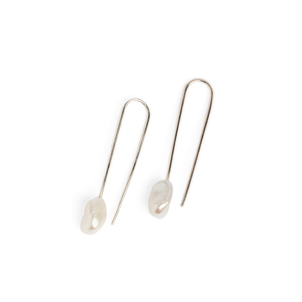 Baroque Pearl Silver Drop Earrings