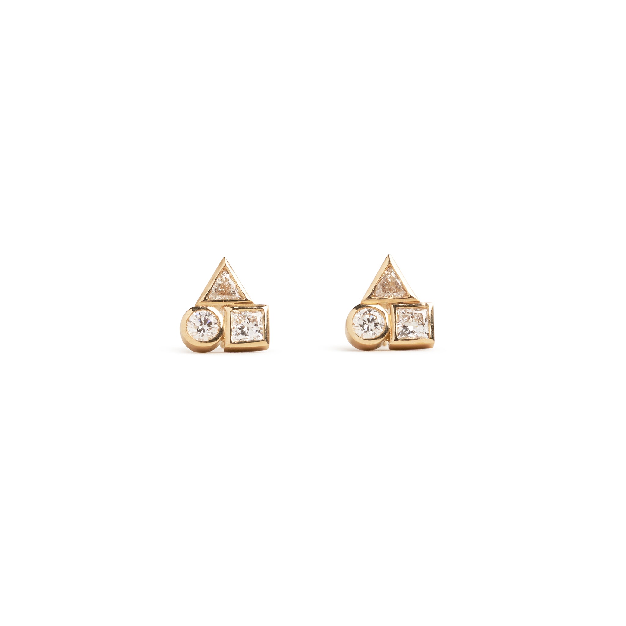 Golden Diamond Element Cluster Earrings