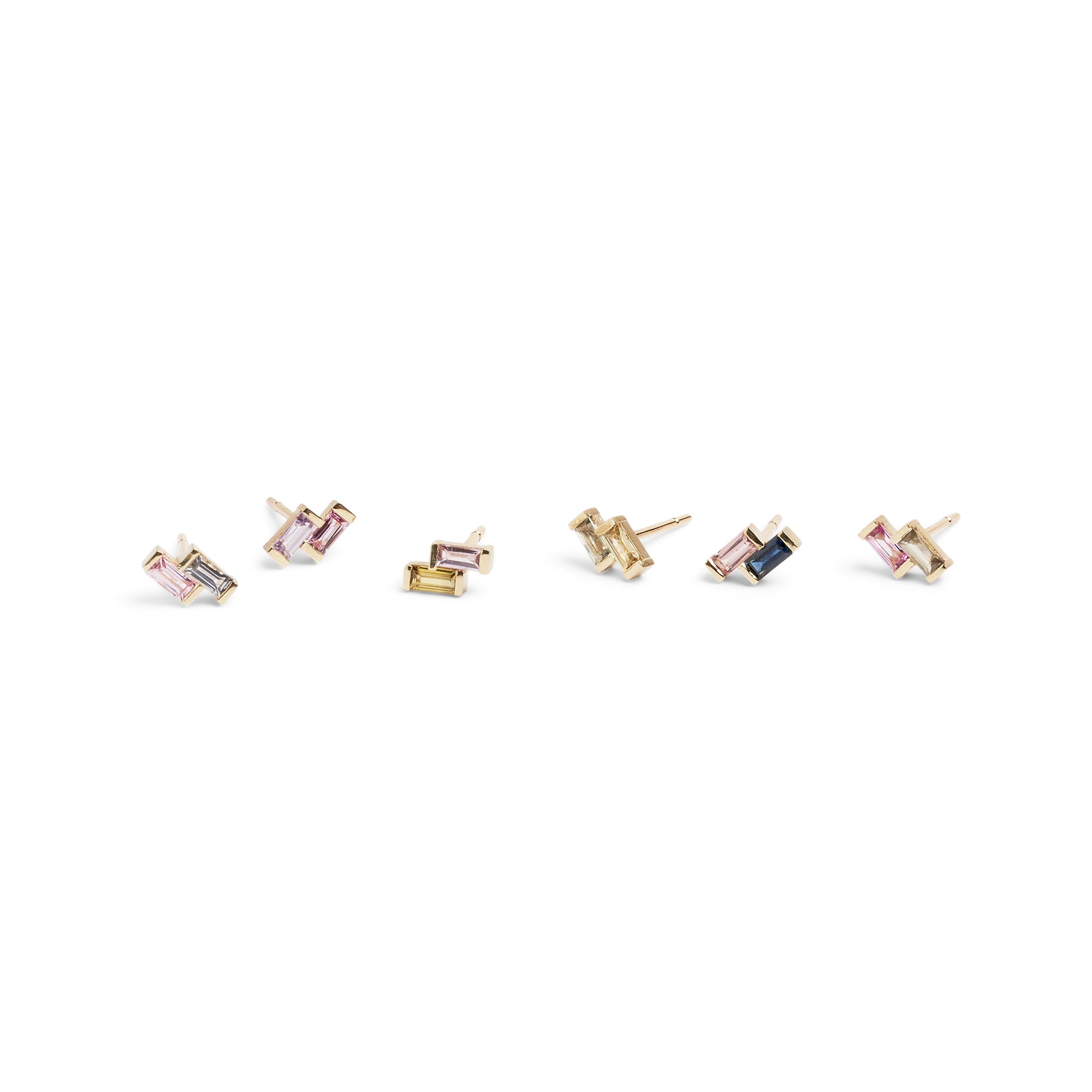 Juicy Double Sapphire Stud Earring (Single)