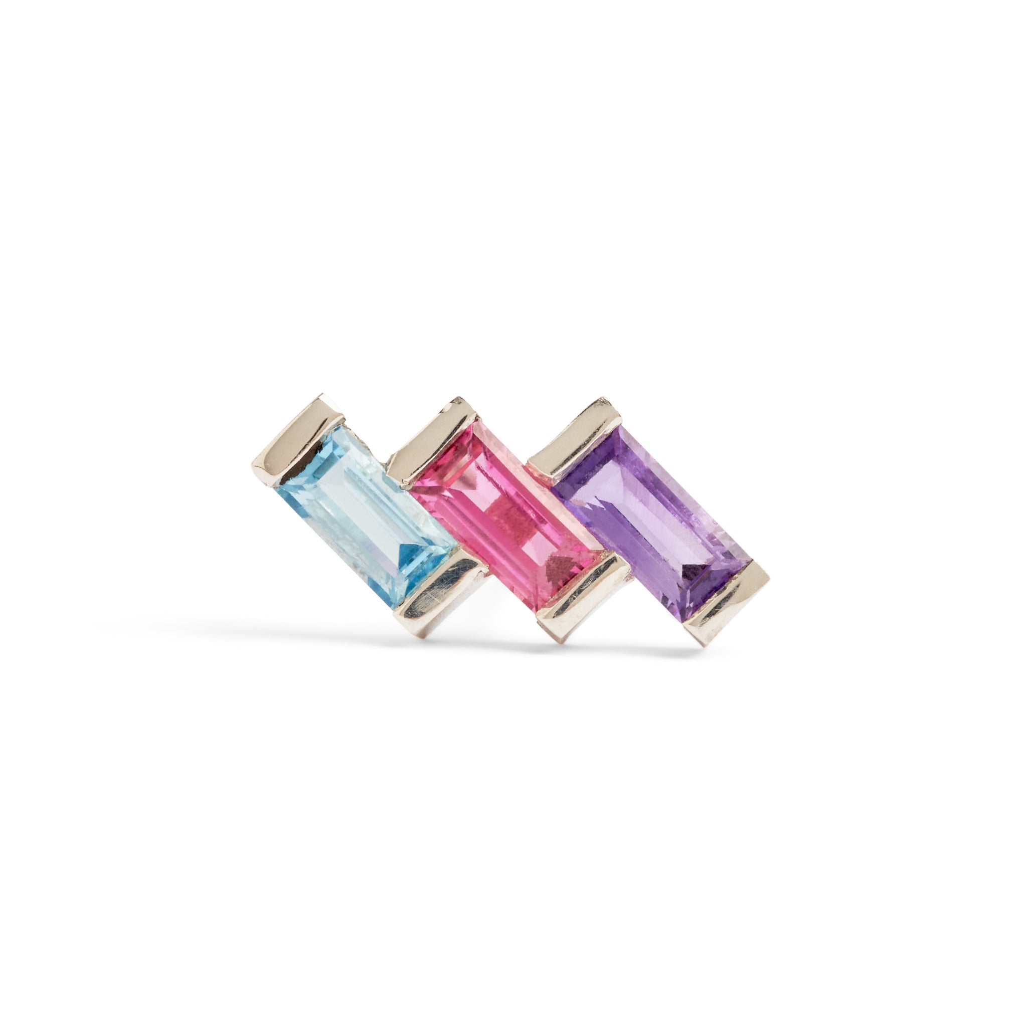 Juicy Triple Gem Stud Earring (Single)