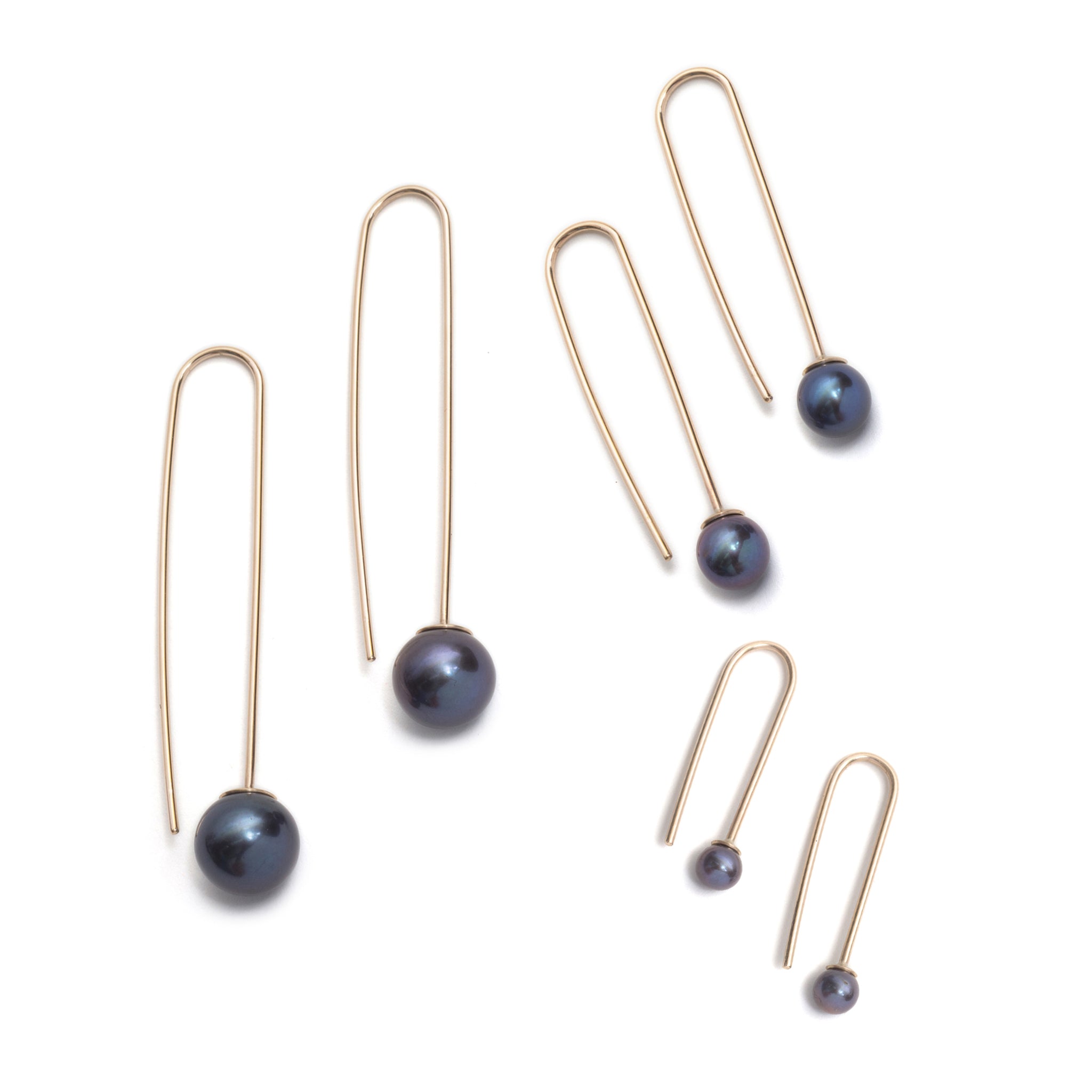 Yellow Gold Black Pearl Drop Earrings