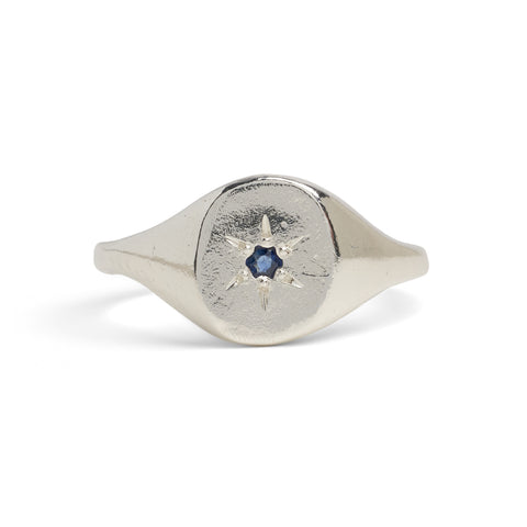 Silver Signet With Sapphire Stone Ring