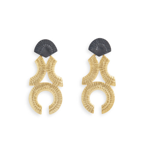 Black & Gold Grand Curvature Earrings by Tara Lofhelm