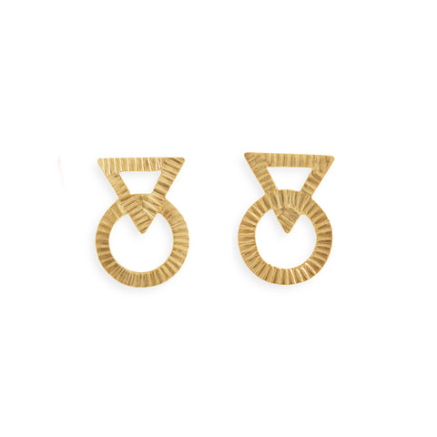 Golden Sacred Geometries Studs Earrings by Tara Lofhelm
