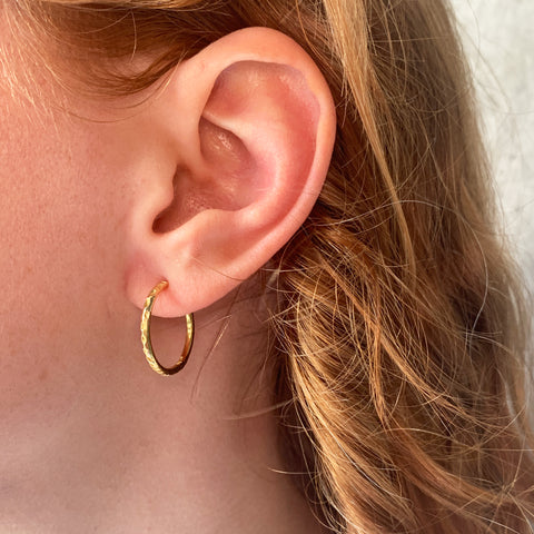 Small Golden Pattern Hoop Earrings