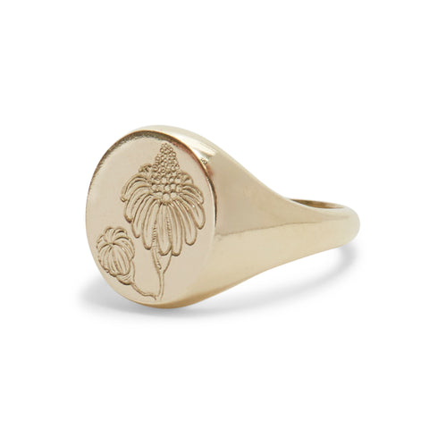 Droopy Daisy Signet Ring by Anna Marrone