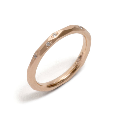 Rose Gold Faceted Diamond Wedding Ring by Krista McRae