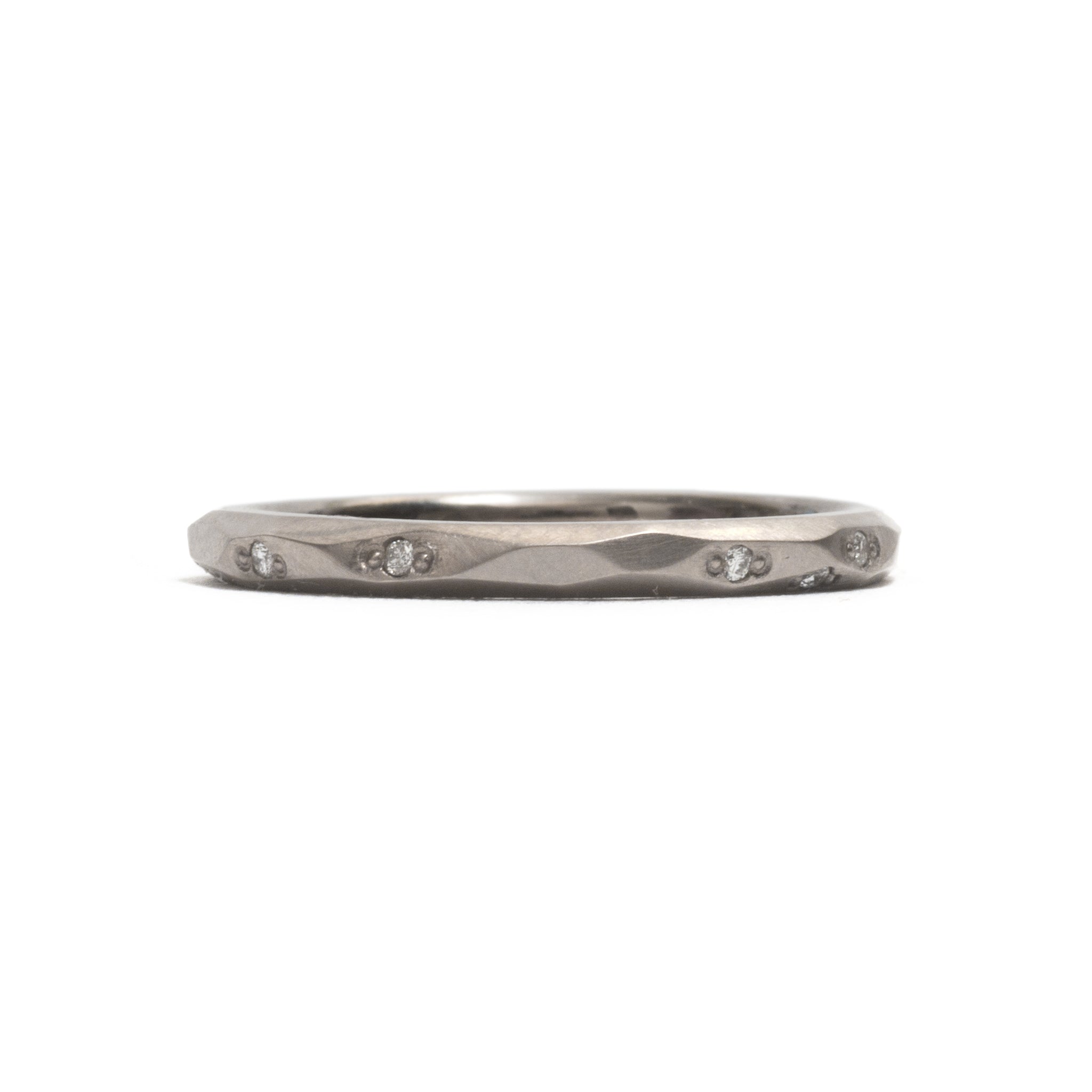 White Gold Faceted Diamond Wedding Ring