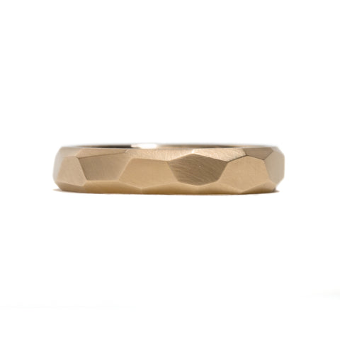Wide Faceted Gold Wedding Ring by Krista McRae