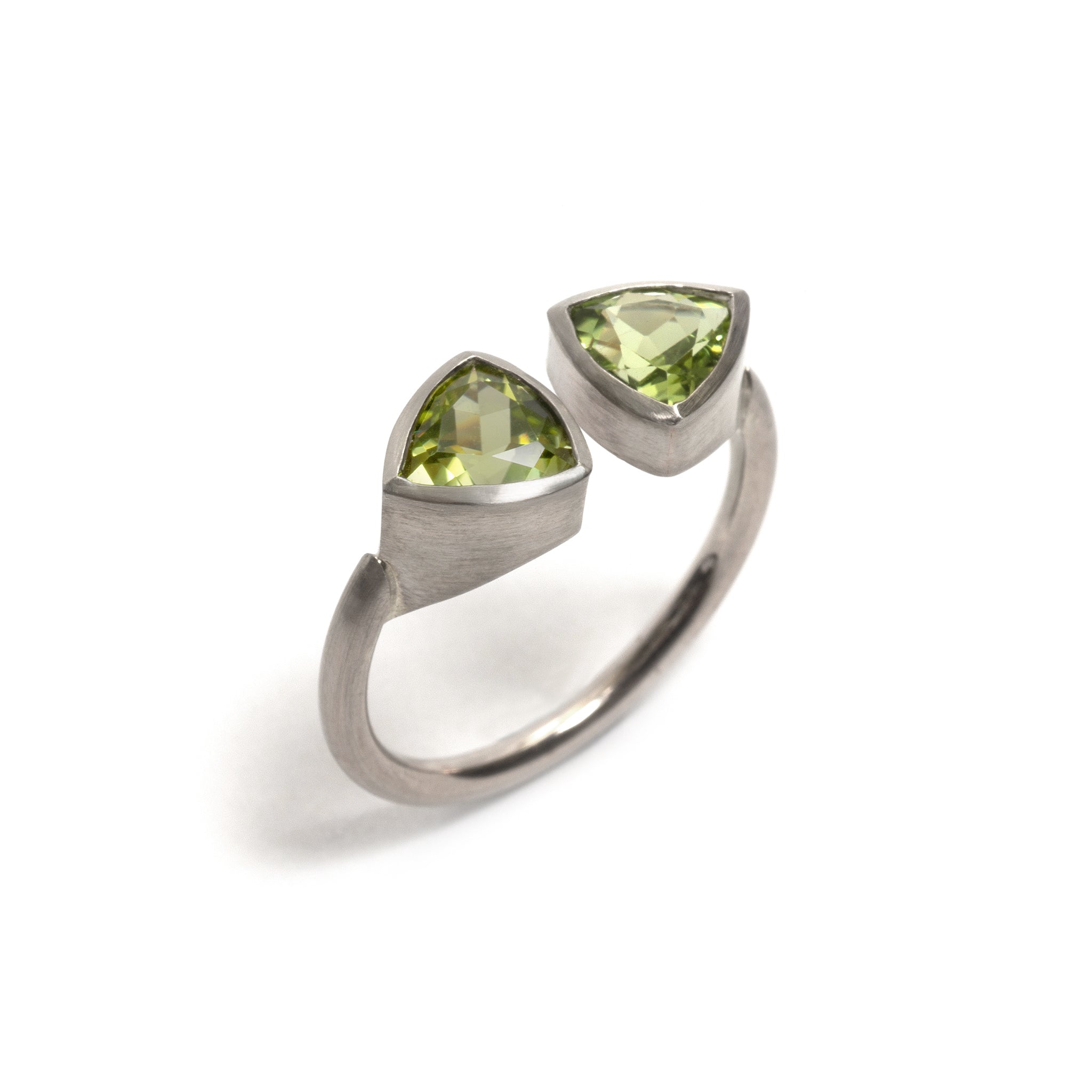 Double Trillion Peridot Ring