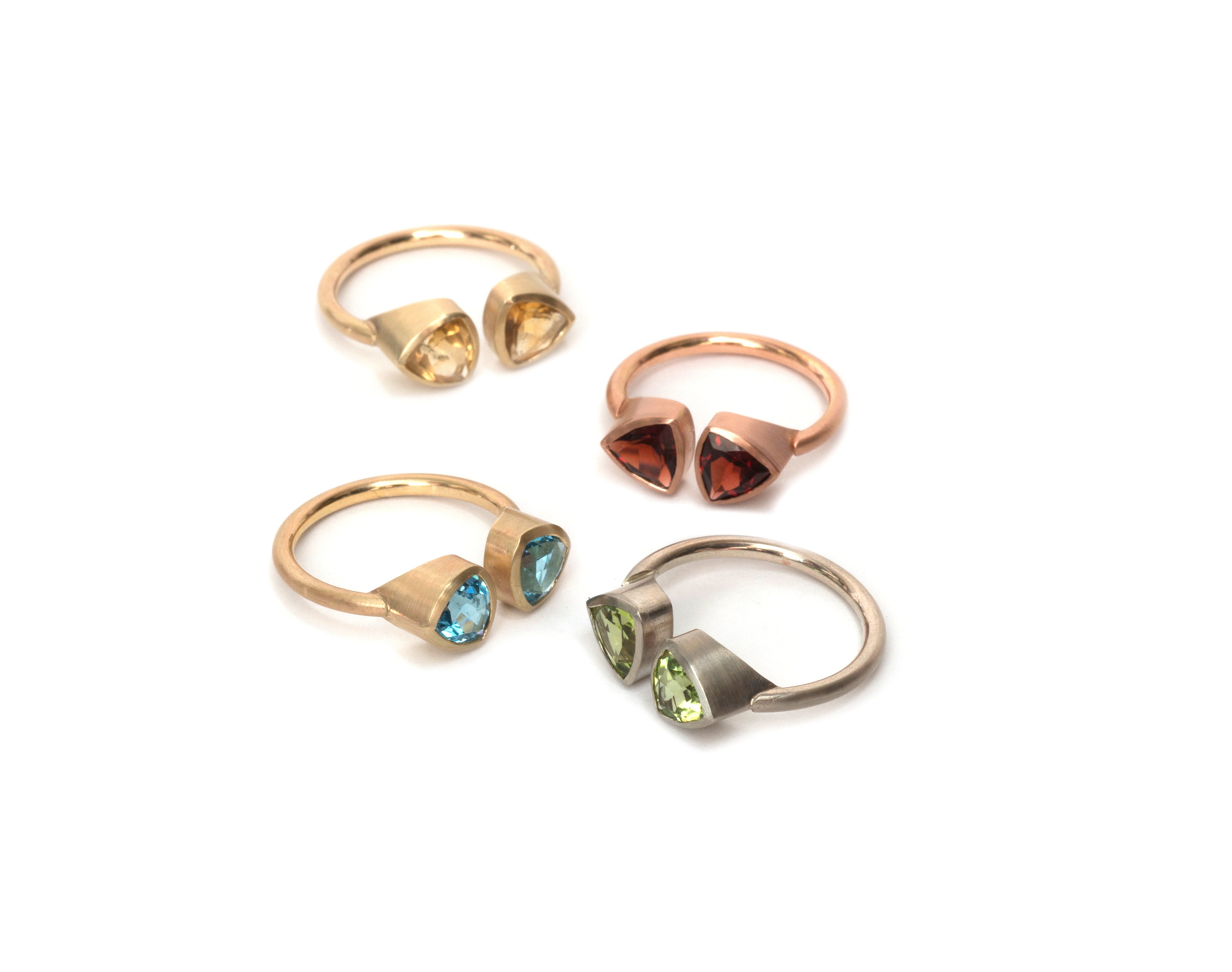 Double Trillion Peridot Ring