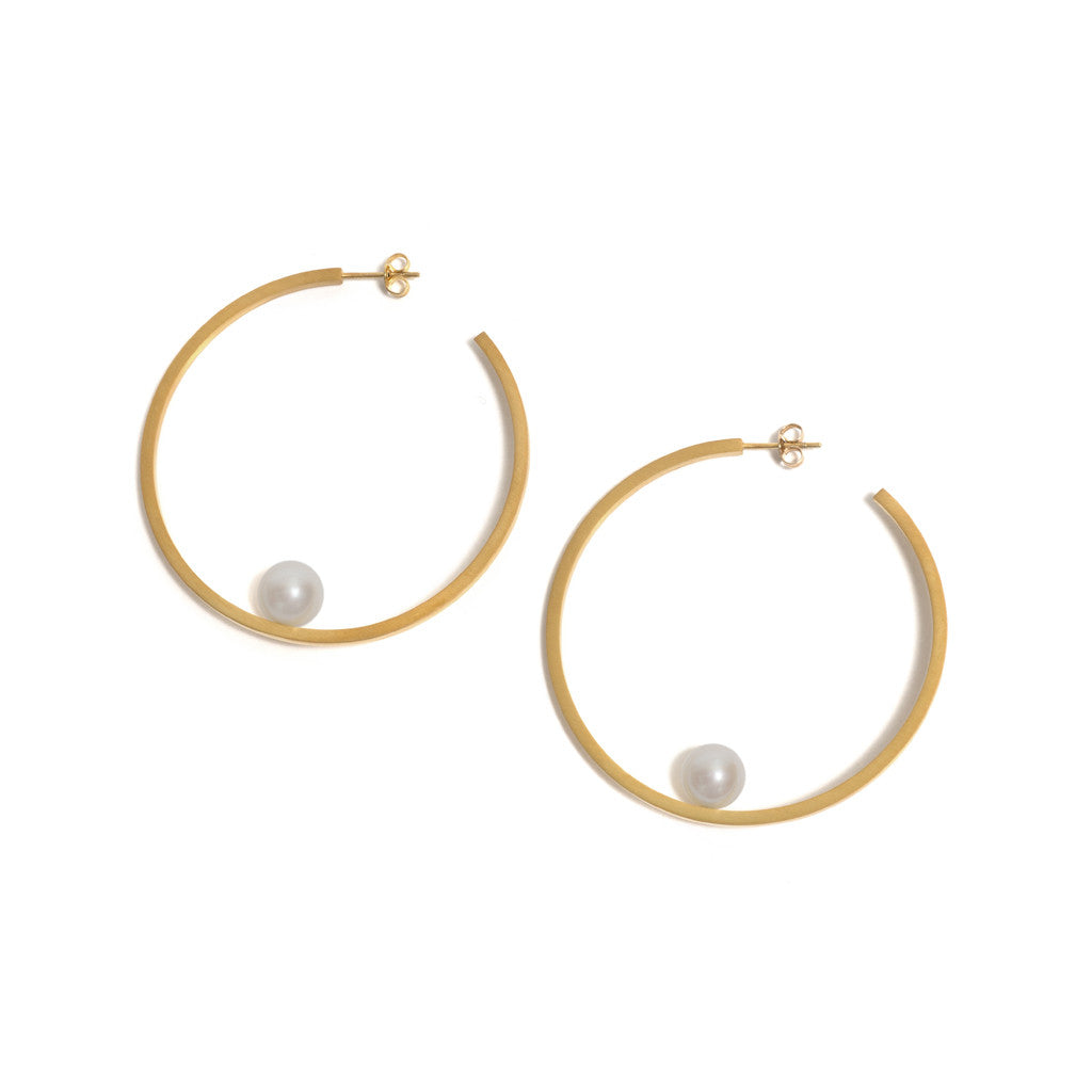 Large Pearl Hoop Earrings
