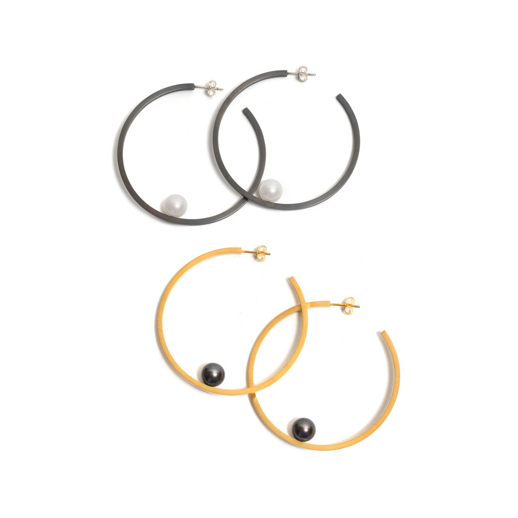 Large Pearl Hoop Earrings