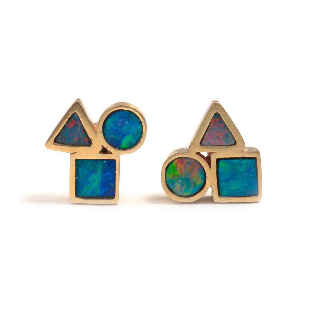 Golden Opal Element Cluster Studs Earrings