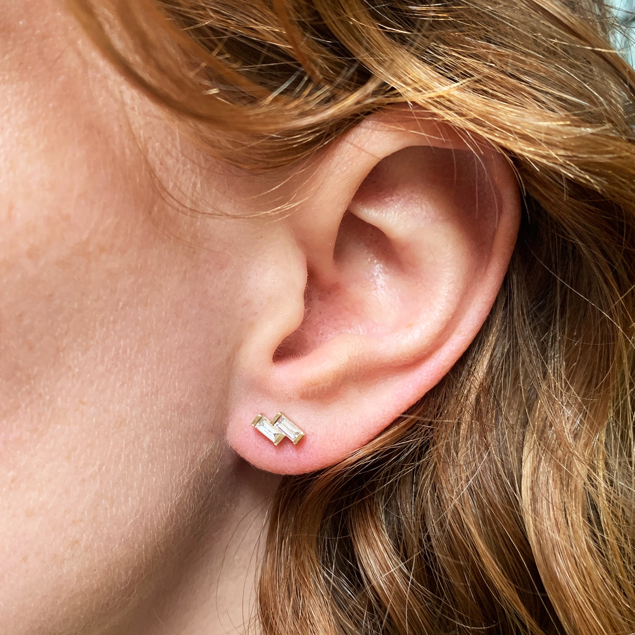 Double Diamond Baguette Earrings