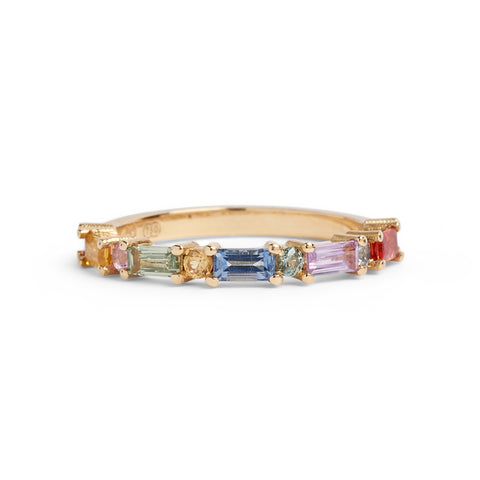 XO Rainbow Sapphire Ring by Melanie Katsalidis