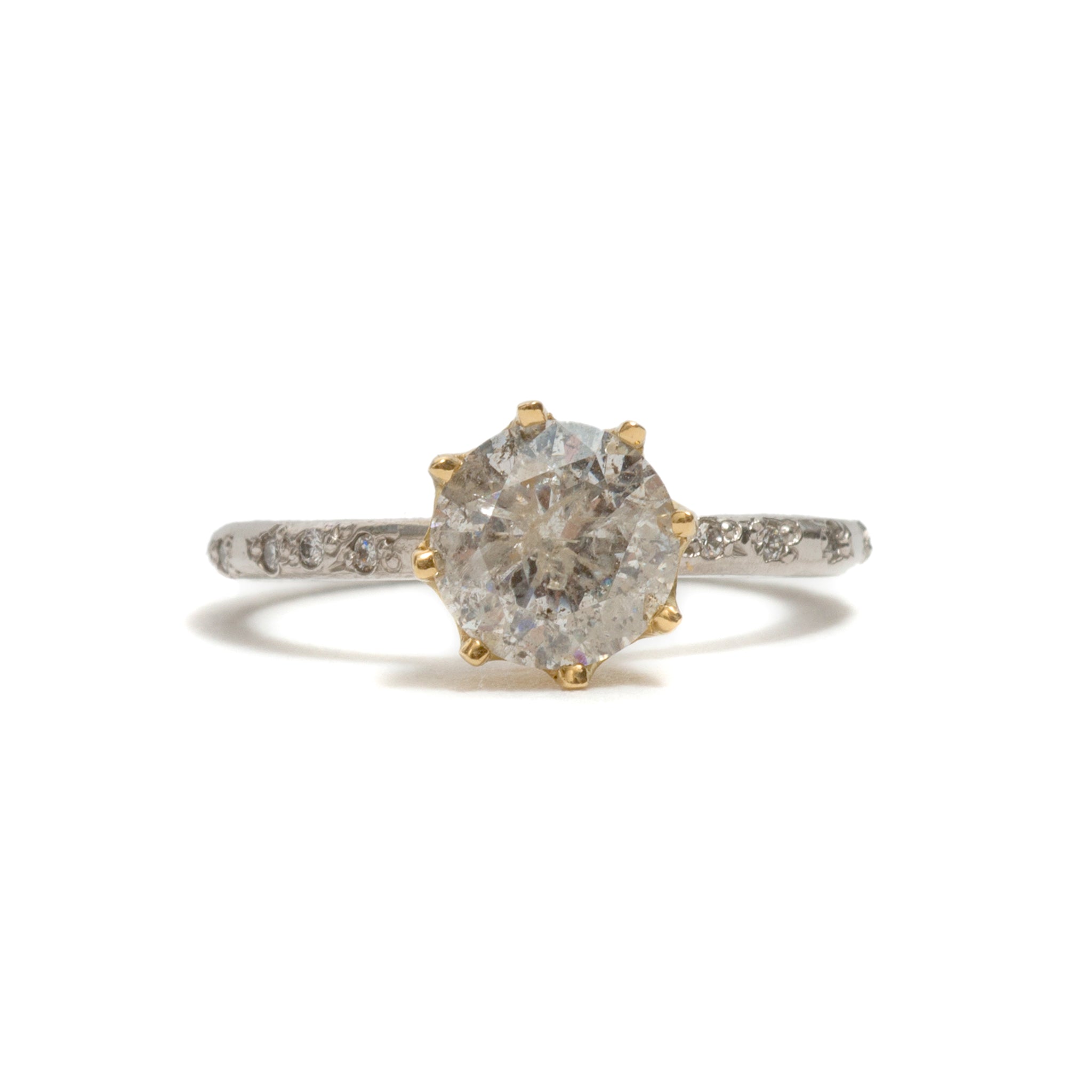 Salt and Pepper Solitaire Ring